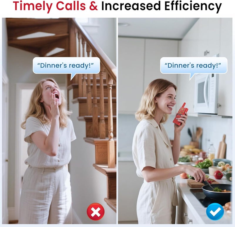 CallToU 2 Way Intercom for Elderly 3300FT Rechargeable 1000mAh Battery, VOX, Ideal for Caregivers & Emergencies Intercoms Wireless for Home/Outdoor Family Communication Red - Image 2